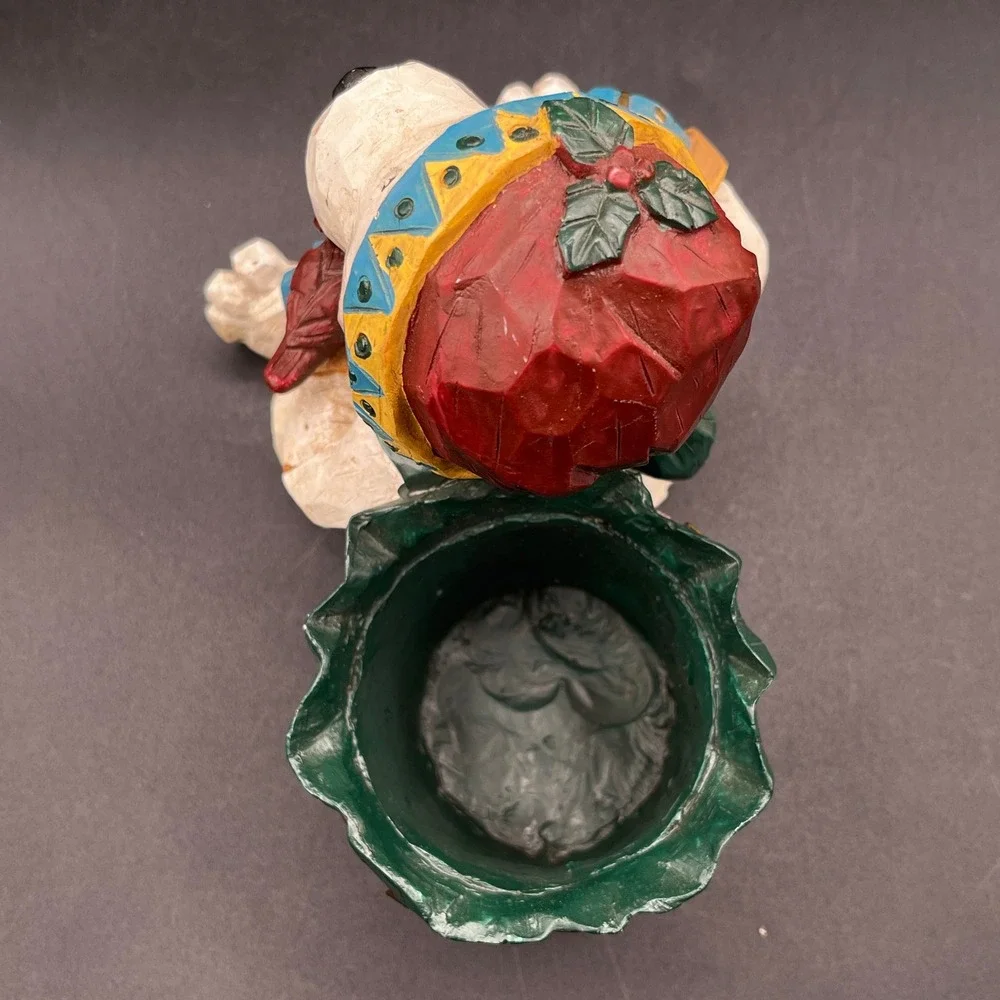 Holiday Resin Polar Bear Figurine Planter Candy Dish Cardinal Gift Sack 6.5